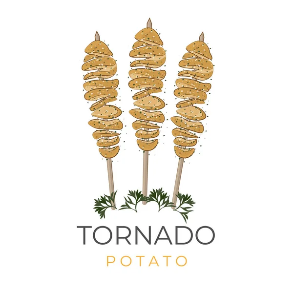 Logotipo Ilustración Patata Espiral Patata Tornado Listo Para Comer — Vector de stock