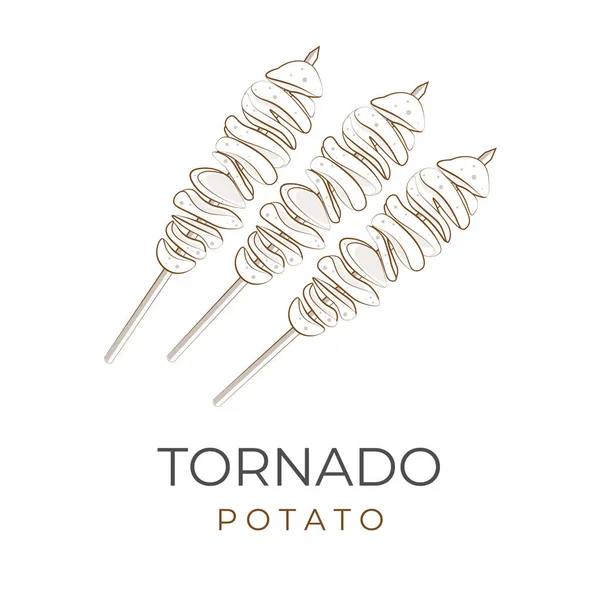 Logo Illustration Line Art Cartoon Hweori Gamja Spiral Potato Tornado — 스톡 벡터