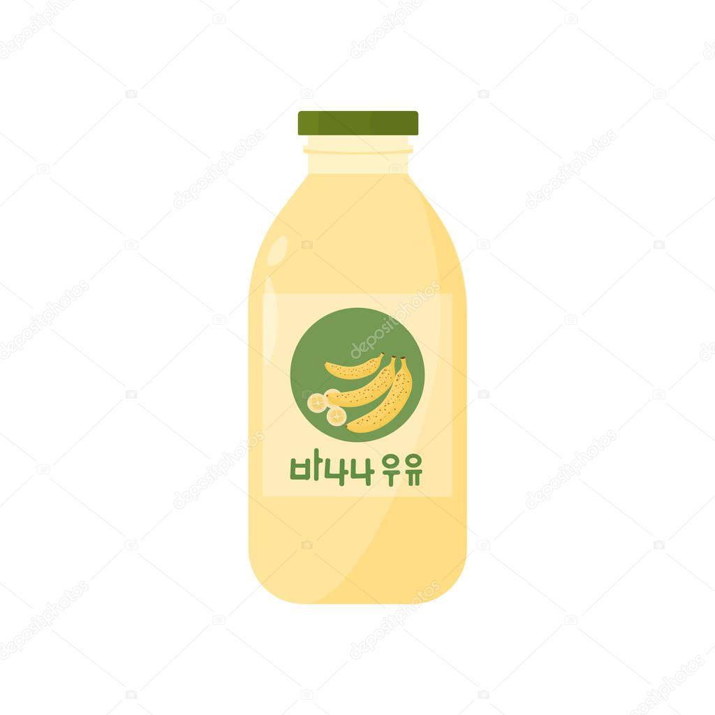 Logo illustration of Banana Flavored Milk Or Banana Smoothie in a Bottle