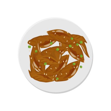 Tabakta Kore Kızarmış Tavuk İllüstrasyon Logosu