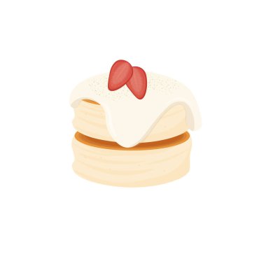 Japon Sufle Krep Vektörü İllüstrasyon Logosu Tatlı Sos ve Taze Meyve