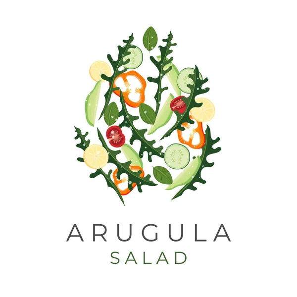 Arugula新鲜蔬菜色拉说明性标志 — 图库矢量图片
