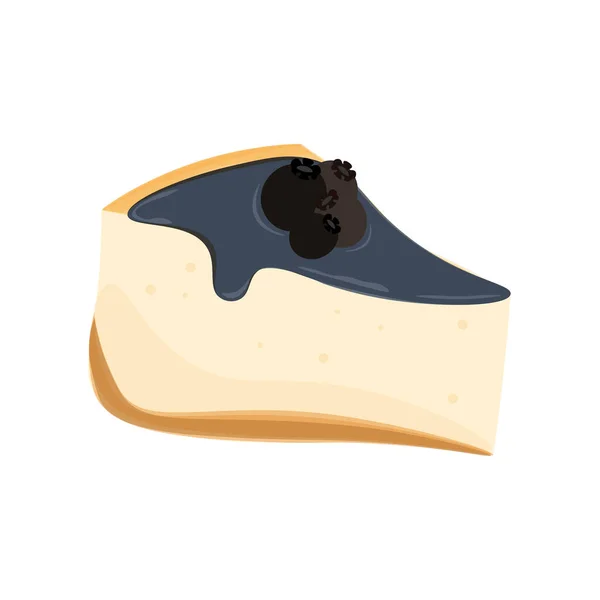 ブルーベリー風味チーズケーキスライスベクトルイラストロゴ — ストックベクタ