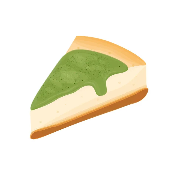 Matcha Flavor Cheese Cake Slice Vektor Illustration Logo — Stockvektor