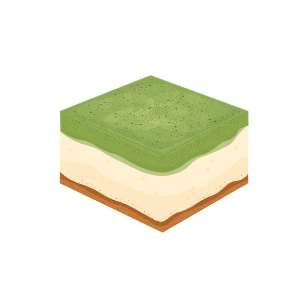 Matcha Grüner Tee Geschmack Käsekuchen Box Vektor Illustration Logo — Stockvektor
