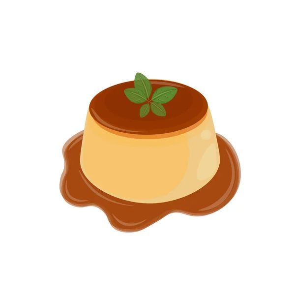 Logo Illustration Purin Japanese Custard Pudding Caramel Sauce — Stock Vector