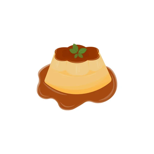 Logo Illustration Von Purin Japanese Pudding Mit Geschmolzener Karamellsoße — Stockvektor
