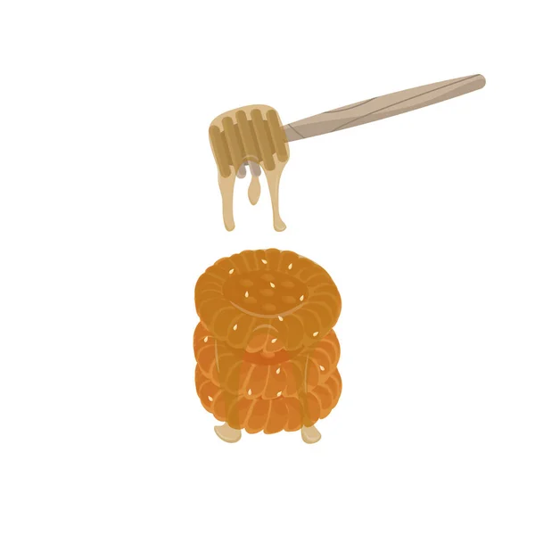 Παραδοσιακό Λογότυπο Εικονογράφησης Κέικ Yakgwa Σουσάμι Και Μέλι — Διανυσματικό Αρχείο