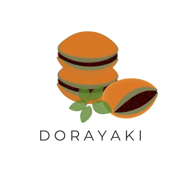 Illustration Logo Dorayaki Thé Vert Avec Remplissage Beurre Haricot Rouge — Image vectorielle