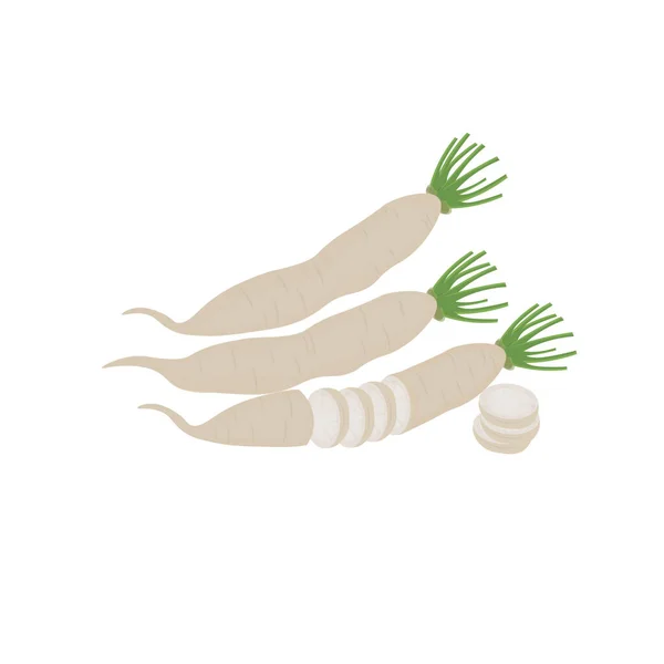 大根の野菜イラストロゴをカット — ストックベクタ