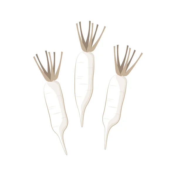 Logo Illustration Dessin Animé Simple Pour Légumes Daikon — Image vectorielle