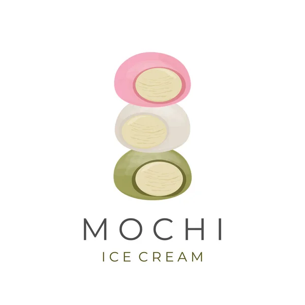 Logo Mochi Ice Cream Pile Ilustration — Stockový vektor