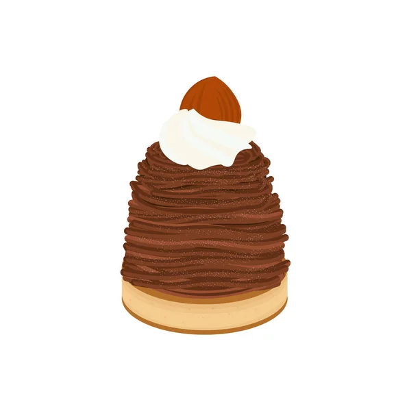 Choklad Smak Mont Blanc Glass Dessert Illustration Logo — Stock vektor