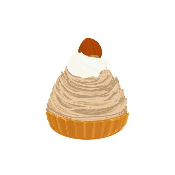 Tatlı Kestane Mont Kek Keki Tatlı Çizim Logosu — Stok Vektör