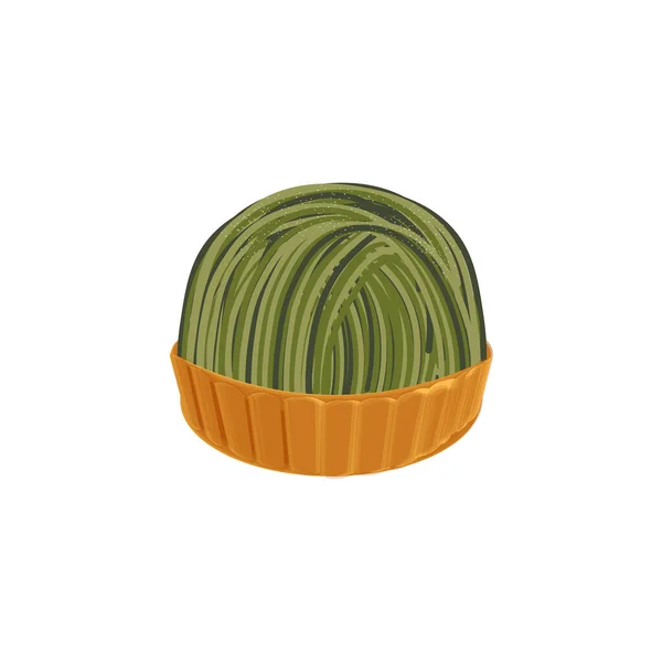 Matcha Flavored Mont Blanc Cake Illustration Logo — Stock Vector