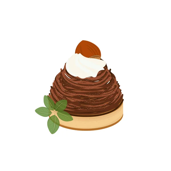 Ilustração Logotipo Bolo Chocolate Sabor Mont Blanc — Vetor de Stock