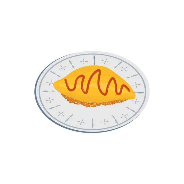 Omurice Japanese Fried Rice Illustration Logo — Stockový vektor