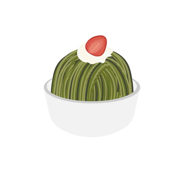 Ilustração Logotipo Mont Blanc Ice Cream Matcha Chá Verde Uma — Vetor de Stock