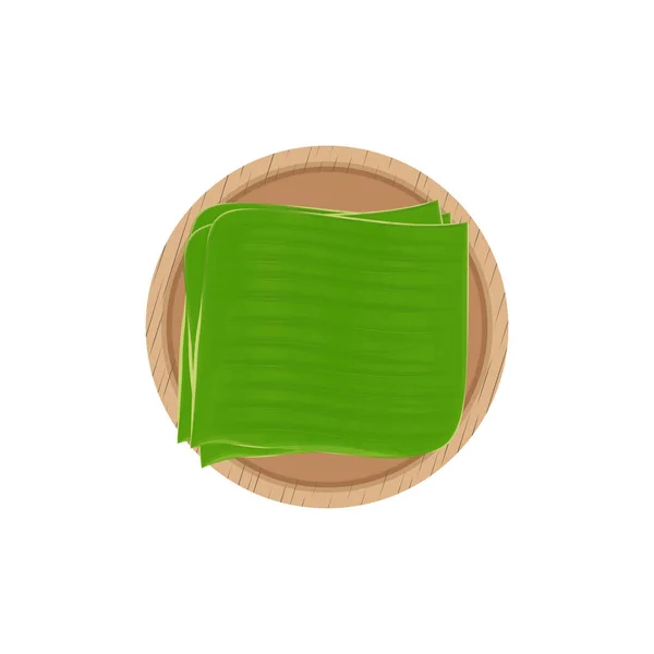 Natural Green Banana Leaf Plate Illustration Logo — Stock Vector