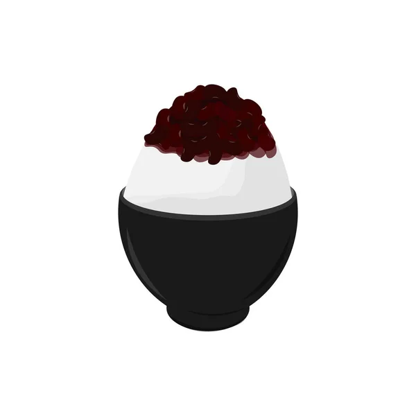 Bingsu Bingsoo Red Bean Shaved Ice Illustration Logo Served Bowl — стоковий вектор