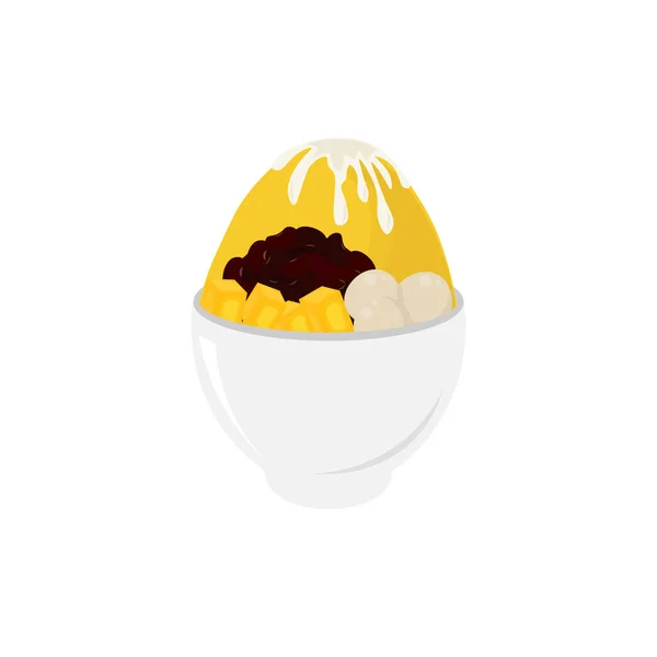 Logo Ilustración Bingsu Mango Hielo Afeitado Coreano Con Relleno Mango — Vector de stock