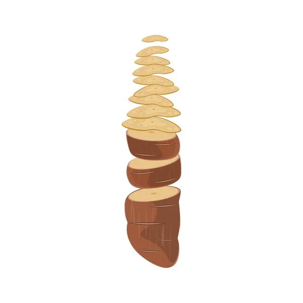 Ilustração Logotipo Mandioca Cortada Batatas Fritas — Vetor de Stock