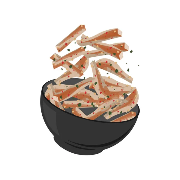 Basreng Spicy Indonesian Food Illustration Logo — Stock Vector