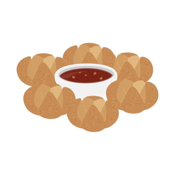 Köstliche Frittierte Fleischbällchen Oder Baso Goreng Illustration Logo — Stockvektor
