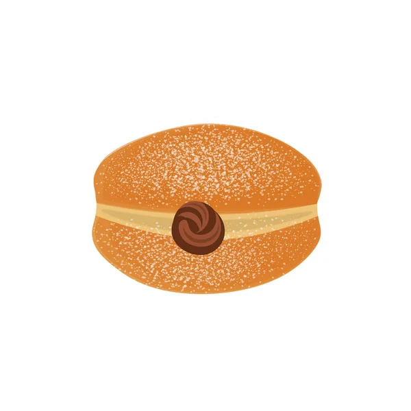 Logo Illustration Dari Donut Berisi Atau Bombolone Dengan Taburan Gula - Stok Vektor