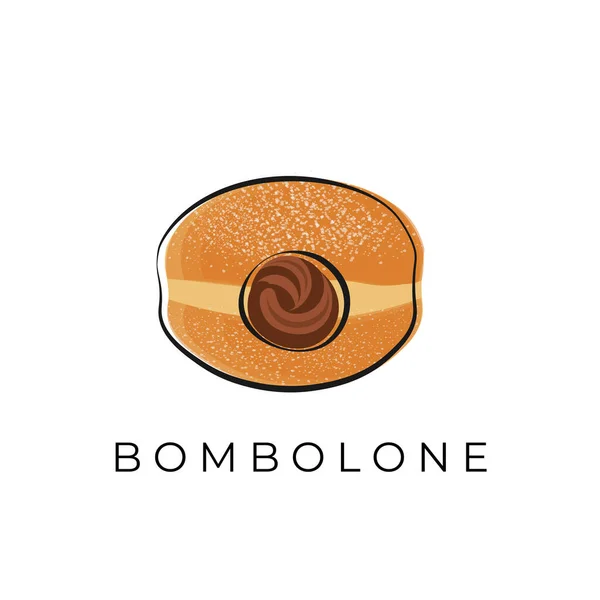 Basit Çizgi Sanatı İllüstrasyon Logosu Dolu Donut veya Bombolone