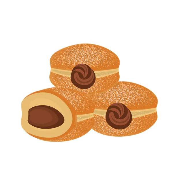 Bombolone Schokolade Gefüllt Donut Realistische Illustration Logo — Stockvektor