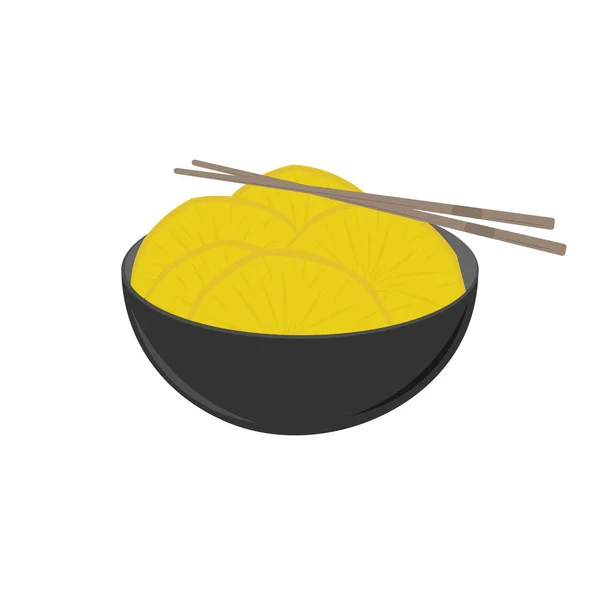 Logo Illustration Pickled Korean Yellow Radish Danmuji Takuan Ready Serve - Stok Vektor