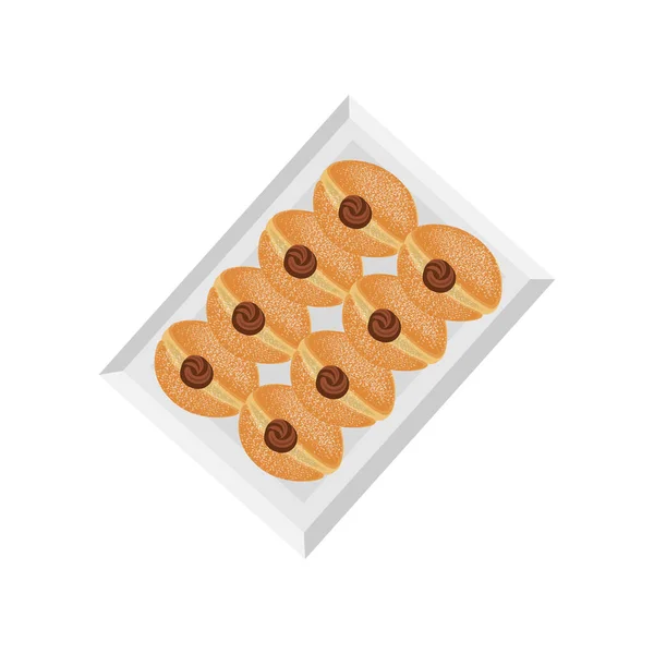 Gefüllter Donut Oder Bombolon Illustration Logo Einer Box — Stockvektor
