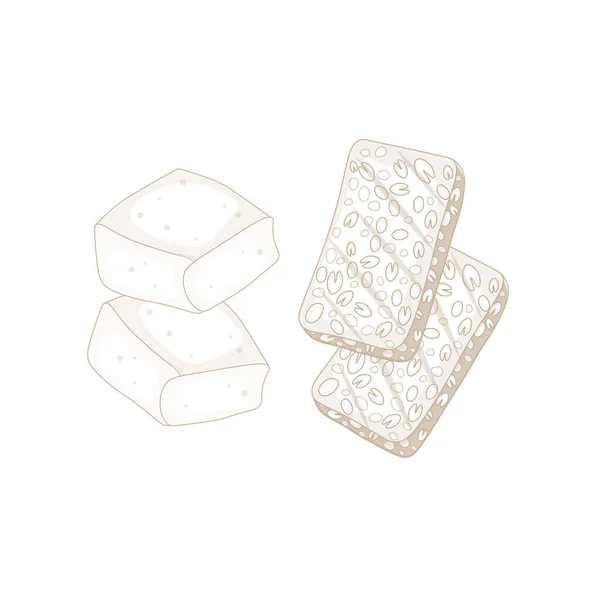 豆腐テンペラインアートベクトルイラストロゴ — ストックベクタ