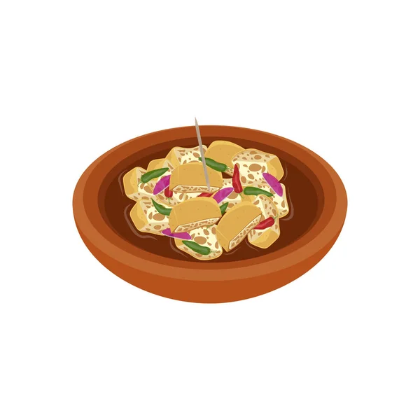 Illustration Alimentaire Traditionnelle Indonésienne Logo Tahu Gejrot — Image vectorielle