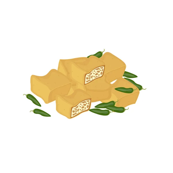 Logo Dell Illustrazione Semplice Del Tofu Fritto — Vettoriale Stock