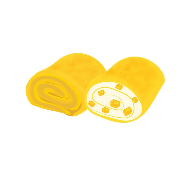 Illustrazione Logo Asciugamano Intero Crepe Roll Cake Mango Flavor — Vettoriale Stock