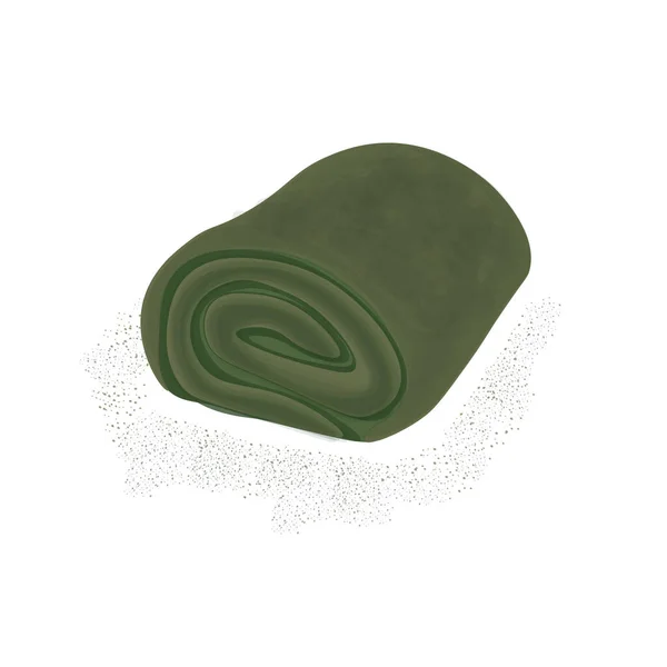 Logotipo Ilustración Toalla Crepe Roll Cake Sabor Matcha Entero Con — Vector de stock