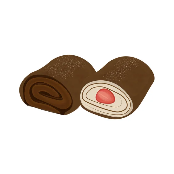 Toalha Crepe Roll Cake Chocolate Sabor Ilustração Logo —  Vetores de Stock