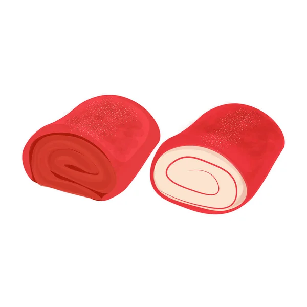 Illustration Logo Towel Crepe Roll Cake Red Velvet Flavor — Stock Vector