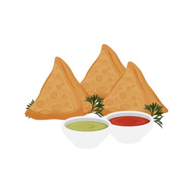 Sos Vektörü İllüstrasyon Logosuyla Savory Samosa