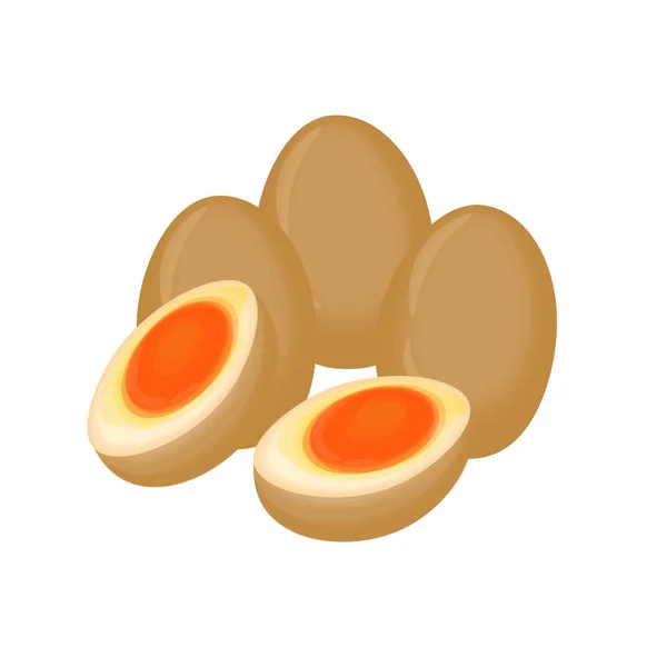 アジタマ大豆エッグのロゴイラストまたは日本のラーメンタッピングのためのピクルス卵 — ストックベクタ