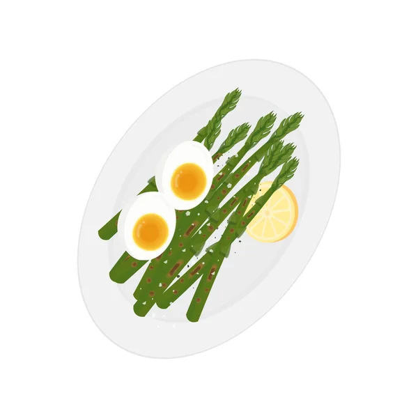 卵を使った美味しいアスパラガスのイラスト素材ロゴ — ストックベクタ