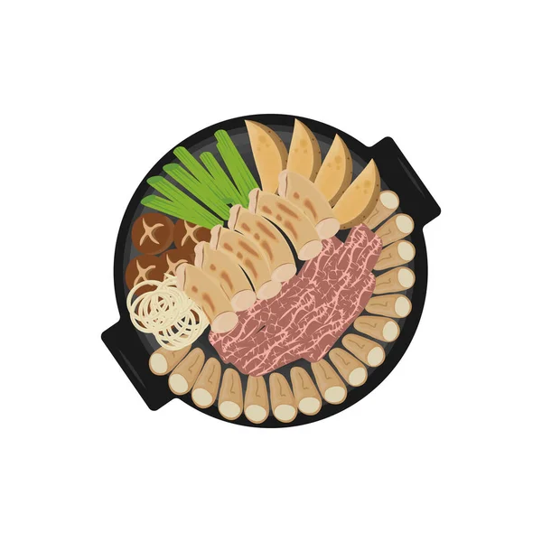 Gopchang Korean Food Illustration Logo — Stock Vector