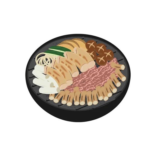 Delicioso Gopchang Jeongol Korean Food Illustration Logo —  Vetores de Stock