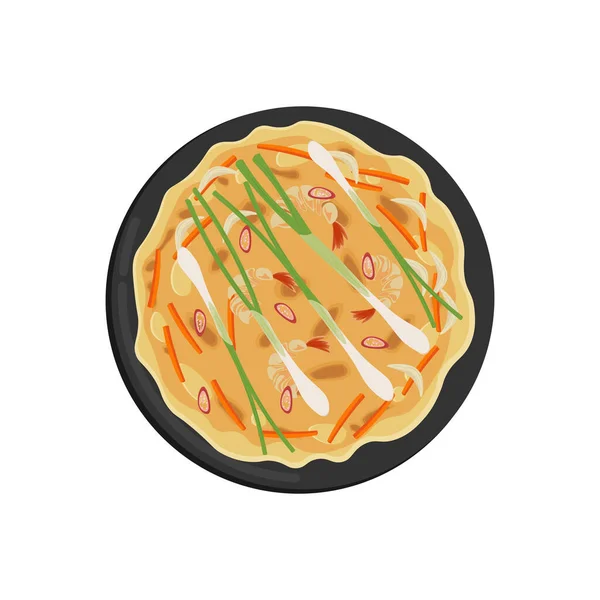 Pajeon Korean Scallion Pancake Illustration Logo — Stock Vector