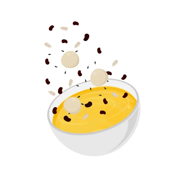 Hobakjuk Korean Pumpkin Porridge Illustration Logo Bowl — Stock Vector