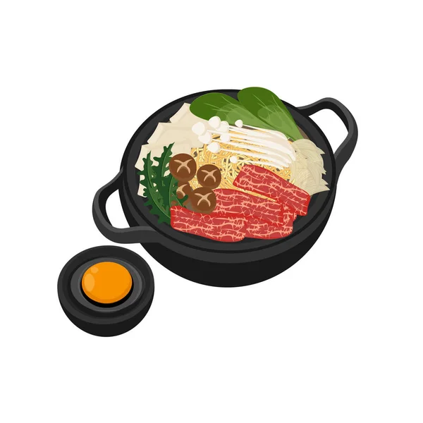 Japanese Sukiyaki Vector Illustration Logo — Stock Vector
