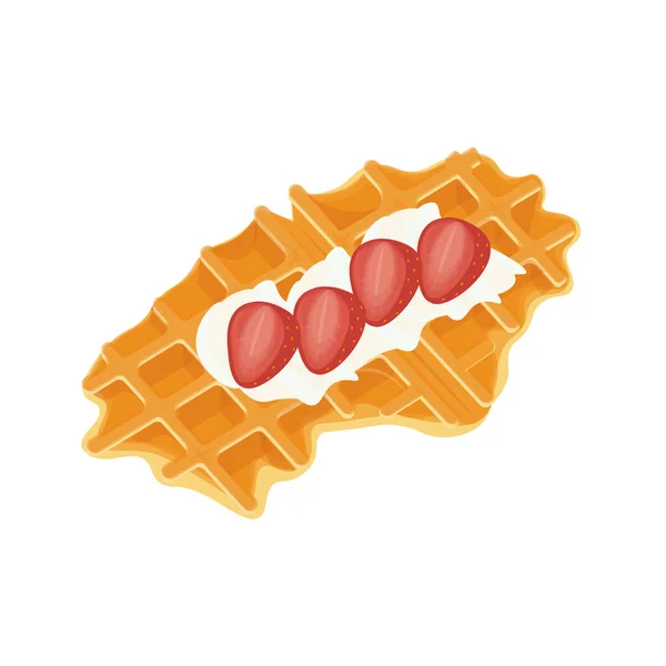 Croffle Illustration Logo Mit Frischem Erdbeerbelag — Stockvektor