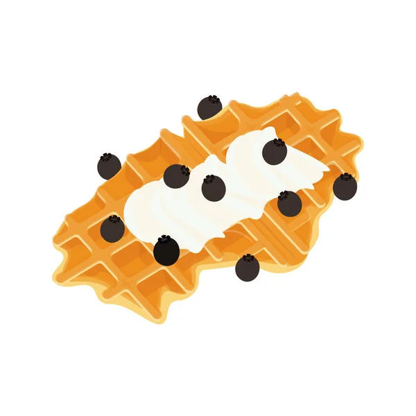 Croffle Illustration Logo Topped Cream Blueberries - Stok Vektor